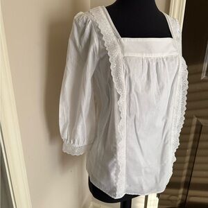 Talbots White Lace Accent Blouse